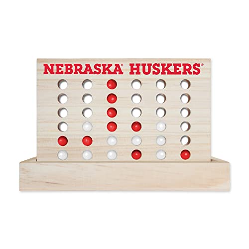 Rico Industries NCAA Nebraska Cornhuskers Brettspiel aus Holz, 10,2 cm einer Reihe, 4 Spiele, Reise-Brettspiele für Kinder und Erwachsene von Rico Industries