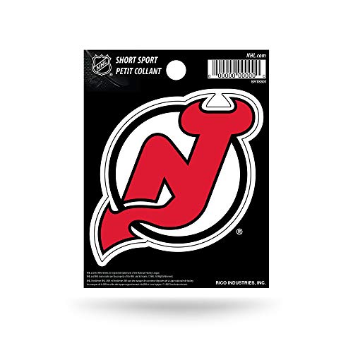 Rico Industries NHL Hockey New Jersey Devils kurzer Sport-Aufkleber 9,5 x 12,9 cm gestanztes Team-Logo kurzer Sport-Aufkleber von Rico Industries