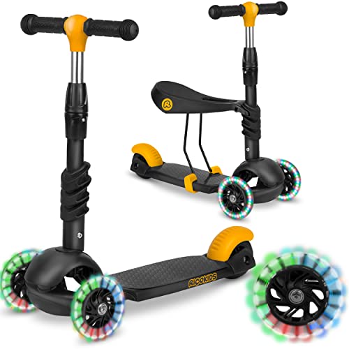 Ricokids 3-in-1-Laufroller für Kinder – Roller DREI Rollen - Kinderroller 3 Räder – Kinderroller ab 3 Jahre – Kleinkindroller – 27,5 x 55,5 x 78,5 cm - Farbe: Schwarz von Ricokids