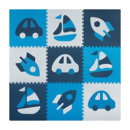 RICOKIDS Kinderspielteppich Puzzlematte Spielzeug Kälteschutz Abwaschbar Spielmatte Spielteppich Matte Schaumstoffmatte Kinderteppich Gummimatte blau 60x60cm 9 Stück von Ricokids