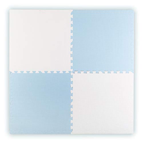 Spielmatte Puzzlematte Spielteppich Bodenpuzzle Eva 4 Matten Verschiedene Farbvarianten Ricokids (weiß-blau) von Ricokids