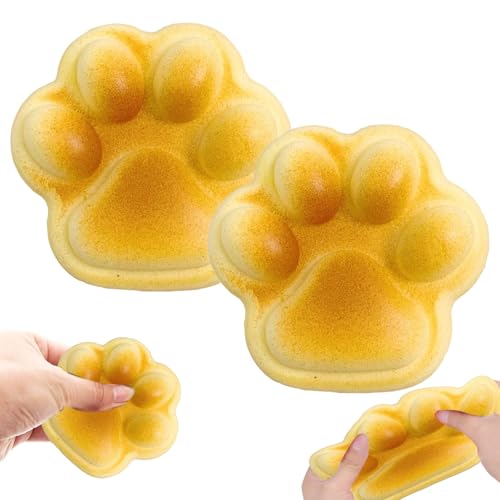 2 Stück Cat Paw Anti Stress Ball Karikatur Cat Paw Squishy Weich Katzenpfoten Squishy Niedlich Cat Paw Geeignet für Mädchen und Jungen zur Entspannung und Linderung von Angstzuständen(Gelb) von Rienan