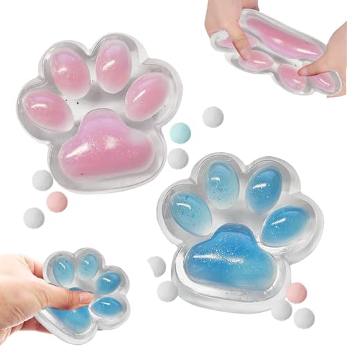 2 Stück Cat Paw Squishy,Katzenpfoten Squishy,Sanfte Berührung Squishy Paw,Cartoon Katzenpfote,Geeignet für Kinder und Erwachsene,Zur Konzentration,Angstlinderung,Anti-Stress(Blau und Rosa) von Rienan