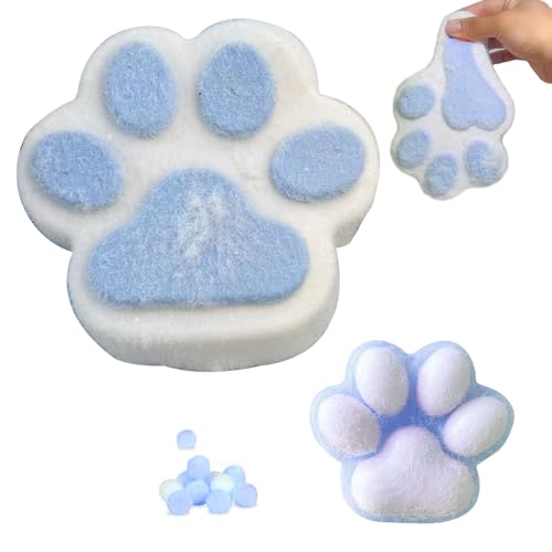 2 Stück Fufu-Squishys, 1 Großes Cat Paw Squishy und 1 kleines Cat Paw Squeeze Toy, 5,9 Zoll großes Cat Paw Squishy, Squishy-Pfote aus TPR-Material zur Linderung von Angstzuständen(Blau,Weiß) von Rienan