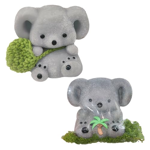 2 Stück Koala Squishy Spielzeug,Weiches Koala Squeeze Spielzeug Süßes Koala Squishy Spielzeug Koala-Quetschspielzeug Handgefertigtes Silikon-Stressabbau-Quetschspielzeug für Erwachsene und Kinder von Rienan