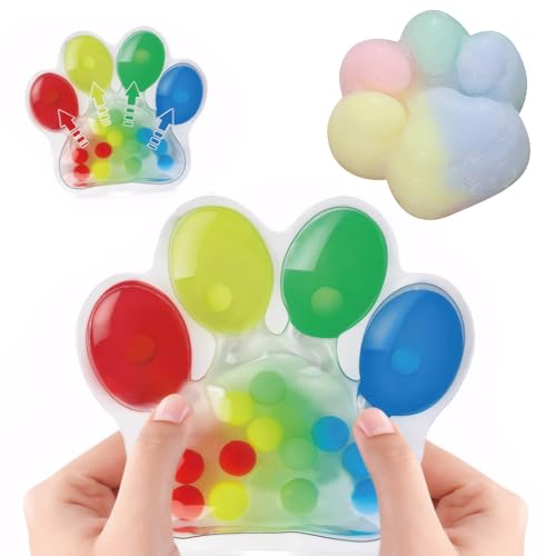 2 Stück Sensorik Spielzeug,Farbsortierspielzeug Anti Stress Spielzeug Cat Paw Squeeze Toy,Süße Weiche Katzenpfoten Quetschspielzeuge Sensory Toys,Geschenk für Kinder Mädchen Jungen 3+ Jahre von Rienan