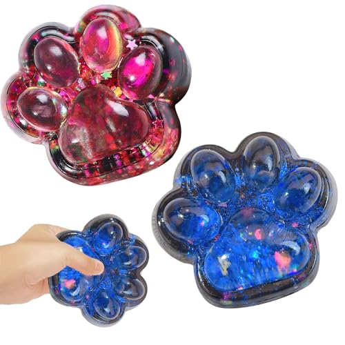 2 Stück Squishy Pfote Universal Pfote Squishy Lustiger Druck Squishy Cat Paw Langsamer Aufschwung Pfoten Squishy Geeignet für Erwachsene und Kinder Um Stress Abzubauen(Rosa Blau) von Rienan