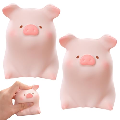 2 Stück Stress Schwein,Anti Stress Schwein,Stressabbauendes Schwein Anti Stress,Weiches Quetschschwein,Stressabbauendes Spielzeug für Kinder und Erwachsene von Rienan