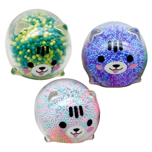 3 Stück Stressball,Stressbälle Spielzeug Stressball Kinder,Antistressball aus TPR-Material für Stressball Erwachsene,Katze Anti Stress Ball,für Kinder und Erwachsene zum Entspannen(Zufällige Farben) von Rienan