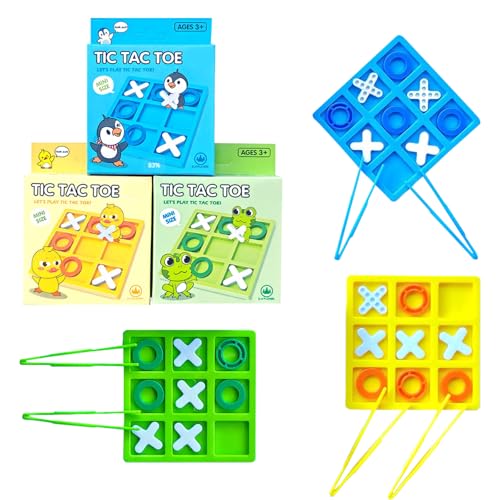 3 Stück Tic Tac Toe,Tic Tac Mini,Interessantes Tik Tak Toe,Lehrreiches Tictactoe,Geeignet für Wohnzimmerdekoration für Desktop-Dekoration,Familienspiele,Blau,Grün,Gelb von Rienan