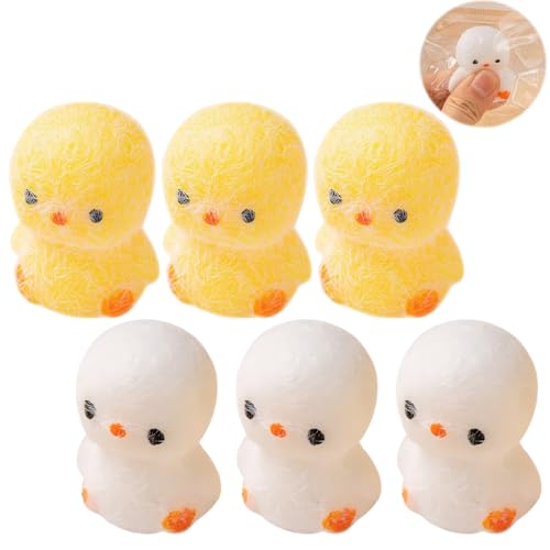 6 Stück Fufu Squishy,Süße Küken Squishy Spielzeuge Süße Huhn,Küken Squeeze Toy für Erwachsene und Kinder,Huhn Fidget Toys Weiches Squeeze Toy,Stressabbauende Fellball-Geschenke von Rienan