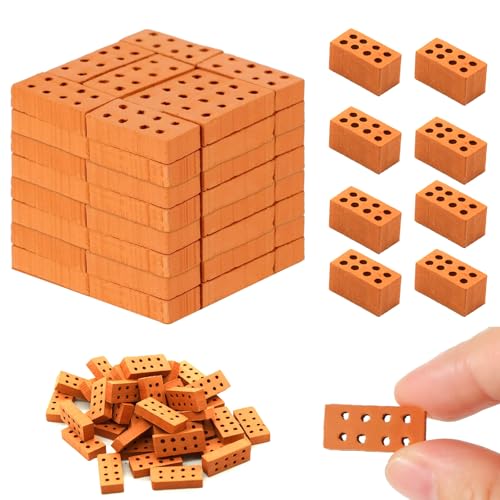 68 Stück Ziegelsteine Zum Mauern Kinder Mini Ziegelsteine Mini Ziegel Rote Modellbau Steine Mini Modellziegel Brick für DIY Puppenhaus Fairy Garten Dekoration von Rienan