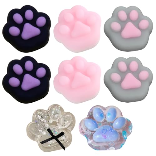 8 Stück Cat Paw Squeeze Spielzeug, Katze Pfote Stress Relief Bälle, Spaß, Weiche Katzenpfoten Toys, Niedlicher Katzen-Quetschball, Angst Relief, Geeignet für Erwachsene und Kinder von Rienan