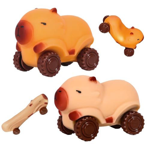 Capybara Quetschspielzeug 2 Stück Capybara Stressspielzeug Mit Rädern Waschbar Süßes Capybara Anti-Stress Spielzeug Reduzierter Druck Geeignet für Kinder und Erwachsene(Braun Beige) von Rienan