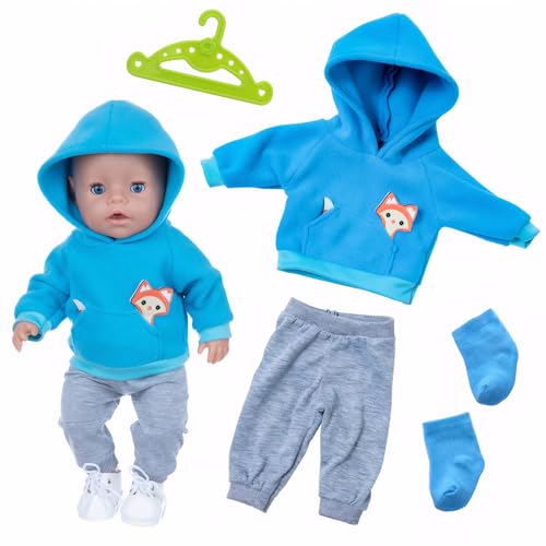 Für Baby Born Kleidung 43 cm Junge für Baby Born Junge Kleidung Puppenkleider 43cm Kommt mit 1 Paar Socken und 1 Kleiderbügel, geeignet für Geburtstagsgeschenke für Mädchen und Jungen. von Rienan