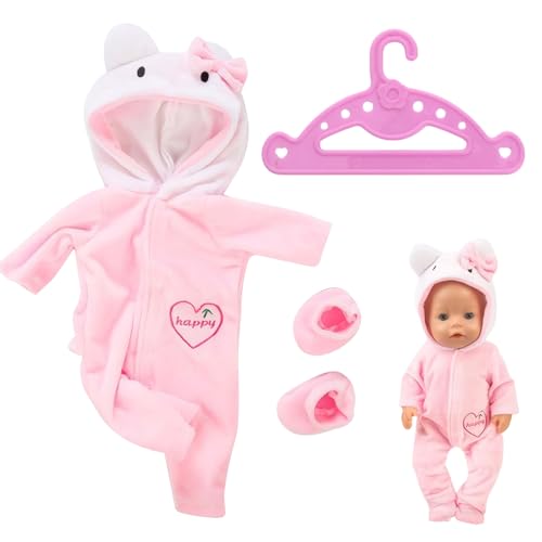 Puppenkleidung 43 cm Puppenkleidung Baby Puppen Cartoon Katze Kleidung Outfits Puppenkleidung für Baby Puppen Kann als Geschenk Verwendet Werden Passend für 18-Zoll-Puppen (Rosa) von Rienan