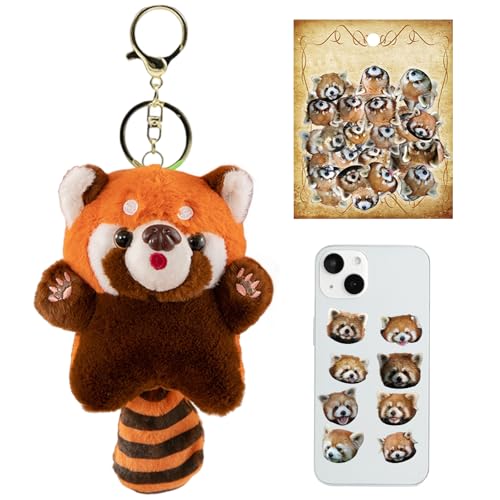 Red Panda Plush,14cm Roter Panda Kuscheltier,Kuscheltier Roter Panda mit 1 Satz Aufkleber,Roter Panda Plüschtier,für Kinder und Kann Auch Als Wachsendes Geschenk von Rienan