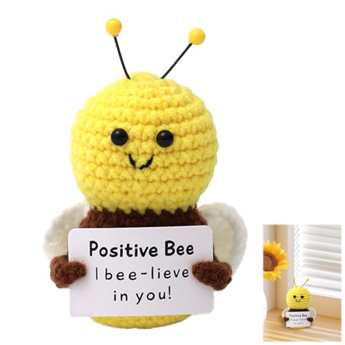 Rienan Positive Bee Gelbe Pocket Hug Biene Strickpuppe,Glück Biene Positive Puppe Handgewebte Emotional Support Bee,Funny Positive Bee Geeignet Als Raumdekoration,Segensgeschenk von Rienan