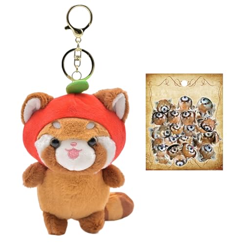 Roter Panda Kuscheltier,Red Panda Plush,14 cm KuscheltierRoter Panda,Kommt mit 1 Satz Aufklebern,Verwendet Als Taschenanhänger,Schlüsselanhänger,Geschenk für Kinder von Rienan