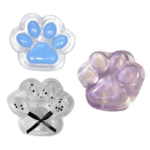 Squishy Pfote 3 Stück Fufu Squishy,Squishy Paw Plastic Katzenpfoten Squishy,Squishy Katzenpfote Geeignet für Erwachsene zum Stressabbau,Kinderunterhaltung (Weiß,Blau,Lila) von Rienan