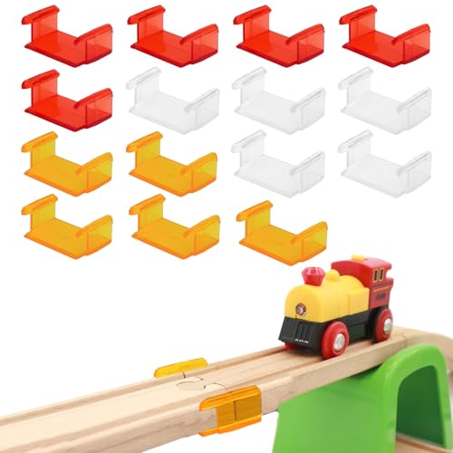 Track Fixer Züge 15 Stück Kunststoff Gleisverbinder Holzeisenbahn Schienen Adapter Gleisanschluss Lernspielzeug, geeignet zur Simulation der Schienenfixierung(Transparent,Rot,Gelb). von Rienan