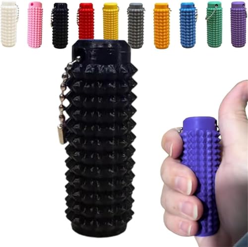 Spiky Grippie Stim Keychain, Anxiety Relief Pain Stim Bumpy Fidget Keychain,Calming Keychain,Venting Key Pendant,Portable Mini Roller Massage Keychain for Stress Reduction and Focus (Black) von Rietoiu