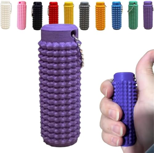 Spiky Grippie Stim Keychain, Anxiety Relief Pain Stim Bumpy Fidget Keychain,Calming Keychain,Venting Key Pendant,Portable Mini Roller Massage Keychain for Stress Reduction and Focus (Purple) von Rietoiu