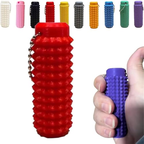 Spiky Grippie Stim Keychain, Anxiety Relief Pain Stim Bumpy Fidget Keychain,Calming Keychain,Venting Key Pendant,Portable Mini Roller Massage Keychain for Stress Reduction and Focus (Red) von Rietoiu