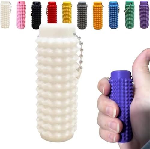 Spiky Grippie Stim Keychain, Anxiety Relief Pain Stim Bumpy Fidget Keychain,Calming Keychain,Venting Key Pendant,Portable Mini Roller Massage Keychain for Stress Reduction and Focus (White) von Rietoiu