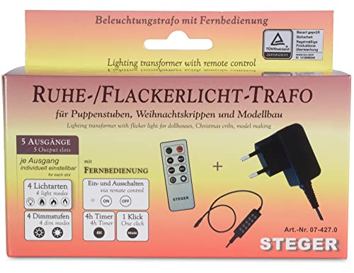 Riffelmacher Ruhe- / Flackerlicht Trafo mit Fernbedienung 78528 - Zubehör Netzteil Puppenstube Weihnachtskrippe Modelleisenbahn Elektrik Dimmbar Timer von Riffelmacher & Weinberger