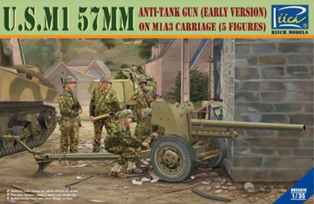 U.S.M1 57mm anti-tank Gun early version on M1A3 Carriage w/Crews (5 figures) von Riich Models