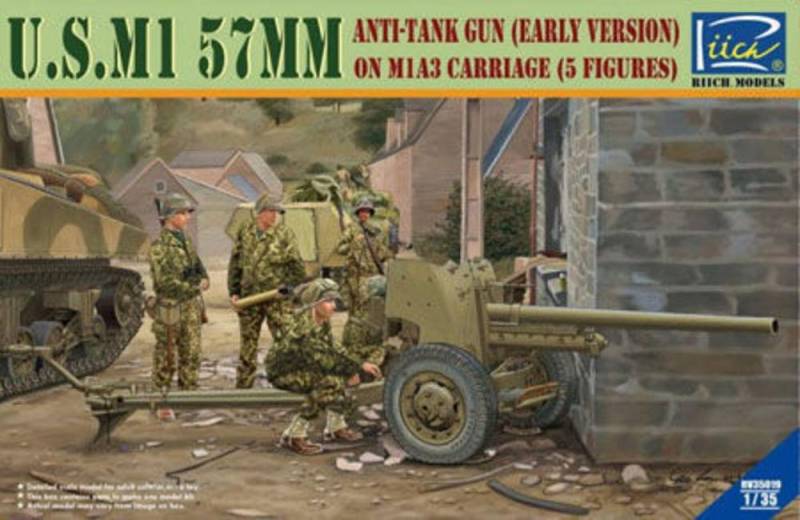 U.S.M1 57mm anti-tank Gun early version on M1A3 Carriage w/Crews (5 figures) von Riich Models