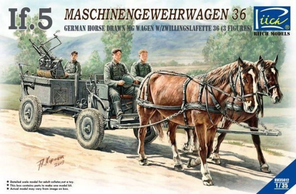 WWII German IF-5 Horse Drawn MG Wagon wi with Zwillingslafette36 von Riich Models