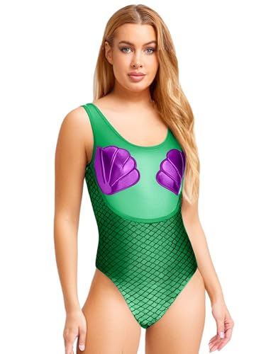 Riismen Damen Meerjungfrau Kostüm Ärmellos Meerjungfrau Body Metallic Bodusuit Monokini Halloween Cosplay Karnevalskostüm Poolparty Grün XXL Riismen Damen Meerjungfrau Kostüm Ärmellos Meerjungfrau Body Metallic Bodusuit Monokini Halloween Cosplay Karnevalskostüm Poolparty Grün XXL von Riismen