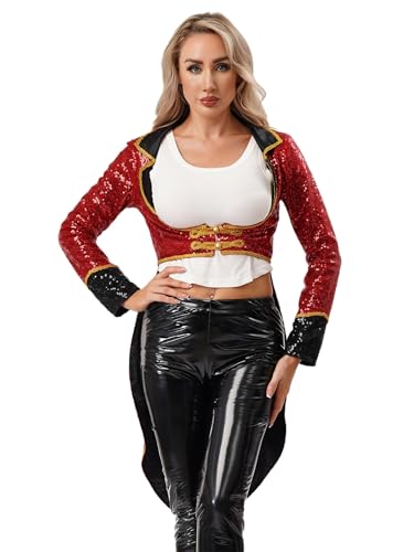 Riismen Damen Zirkus Kostüm Halloween Zirkusdirektor Kostüm Langarm Dompteur Uniform Pailletten Frack Cosplay Fasching Karnevalskostüm Rot L Riismen Damen Zirkus Kostüm Halloween Zirkusdirektor Kostüm Langarm Dompteur Uniform Pailletten Frack Cosplay Fasching Karnevalskostüm Rot L von Riismen