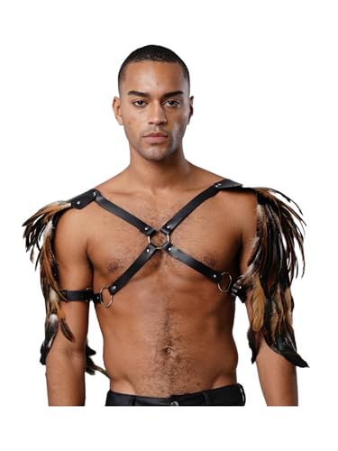 Riismen Gothic Punk Kostüm Herren Halloween Verstellbare Leder Shrug Mit Federriemen Savage Kostüm Festival Outfit Cosplay Fasching Kostüm Rave Outfit Braun Einheitsgröße Riismen Gothic Punk Kostüm Herren Halloween Verstellbare Leder Shrug Mit Federriemen Savage Kostüm Festival Outfit Cosplay Fasching Kostüm Rave Outfit Braun Einheitsgröße von Riismen