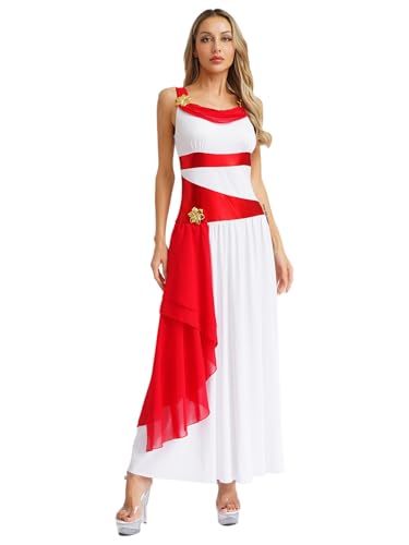 Riismen Griechische Göttin Kostüm Damen Halloween Griechisches Toga Vintage Mittelalter Kleid Ärmellos Farbblock Kleid Karnevalskostüm Mottopartys Weiß Rot XL Riismen Griechische Göttin Kostüm Damen Halloween Griechisches Toga Vintage Mittelalter Kleid Ärmellos Farbblock Kleid Karnevalskostüm Mottopartys Weiß Rot XL von Riismen