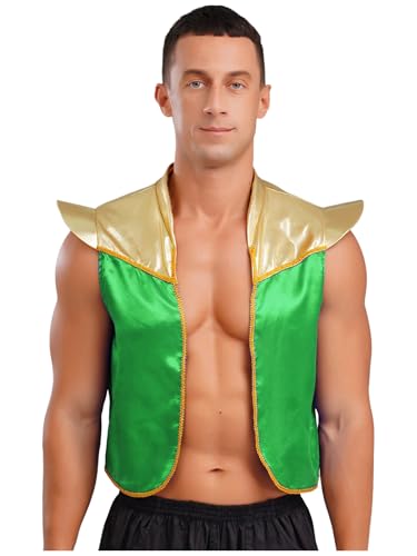 Riismen Herren Arabischer Prinz Kostüm Halloween Arabische Weste Ärmellos Tank Top Dubai Kostüm Festival Outfit Fasching Kostüm Clubwear Grün XL Riismen Herren Arabischer Prinz Kostüm Halloween Arabische Weste Ärmellos Tank Top Dubai Kostüm Festival Outfit Fasching Kostüm Clubwear Grün XL von Riismen