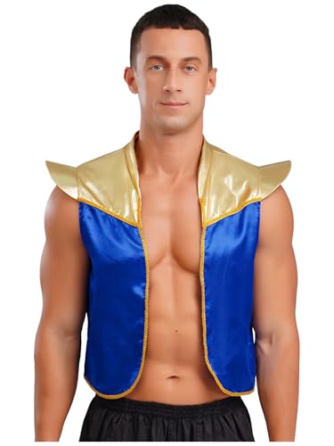 Riismen Herren Arabischer Prinz Kostüm Halloween Arabische Weste Ärmellos Tank Top Dubai Kostüm Festival Outfit Fasching Kostüm Clubwear Königsblau XL Riismen Herren Arabischer Prinz Kostüm Halloween Arabische Weste Ärmellos Tank Top Dubai Kostüm Festival Outfit Fasching Kostüm Clubwear Königsblau XL von Riismen