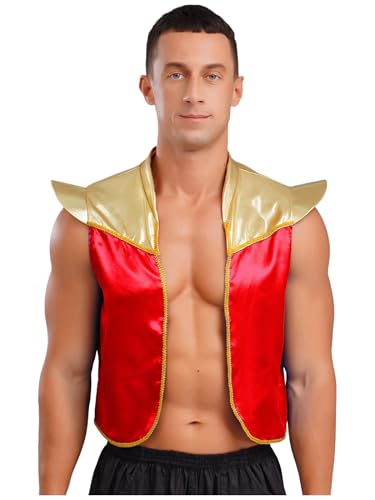 Riismen Herren Arabischer Prinz Kostüm Halloween Arabische Weste Ärmellos Tank Top Dubai Kostüm Festival Outfit Fasching Kostüm Clubwear Rot XXL Riismen Herren Arabischer Prinz Kostüm Halloween Arabische Weste Ärmellos Tank Top Dubai Kostüm Festival Outfit Fasching Kostüm Clubwear Rot XXL von Riismen