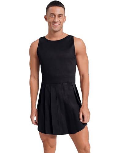 Riismen Herren Römer Gladiator Kostüm Antike Römerin Kostüm Ärmellos Kleid Halloween Cosplay Karnevalskostüm Rave Outfit Clubwear Schwarz XXL Riismen Herren Römer Gladiator Kostüm Antike Römerin Kostüm Ärmellos Kleid Halloween Cosplay Karnevalskostüm Rave Outfit Clubwear Schwarz XXL von Riismen