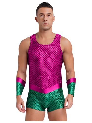 Riismen Herren Triton König Kostüm Halloween Poseidon Wassermann Body Ärmellos Meerjungfrau Badeanzug Cosplay Outfit Karnevalskostüm Mottopartys Hot Pink M Riismen Herren Triton König Kostüm Halloween Poseidon Wassermann Body Ärmellos Meerjungfrau Badeanzug Cosplay Outfit Karnevalskostüm Mottopartys Hot Pink M von Riismen