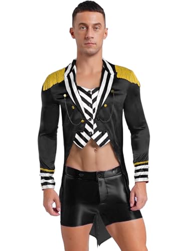 Riismen Herren Zirkus Kostüm Dompteur Uniform Langarm Frack Jacket Halloween Cosplay Karnevalskostüm Rave Outfit Riismen Herren Zirkus Kostüm Dompteur Uniform Langarm Frack Jacket Halloween Cosplay Karnevalskostüm Rave Outfit von Riismen