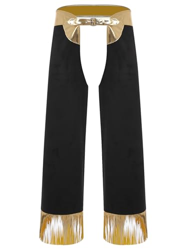 Riismen Western Chaps Herren Halloween Hollow Out Hose Metallic Patchwork Hose Western Cowboy Kostüm Cosplay Karneval Fasching Kostüm Mottopartys Gold XXL Riismen Western Chaps Herren Halloween Hollow Out Hose Metallic Patchwork Hose Western Cowboy Kostüm Cosplay Karneval Fasching Kostüm Mottopartys Gold XXL von Riismen