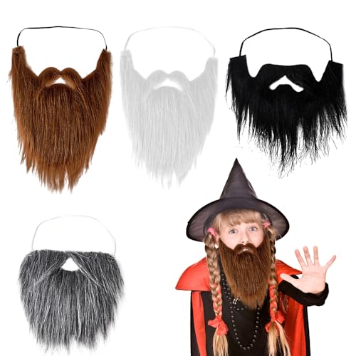 Riisoyu 4 Stück Gefälschte Bart, Falscher Schnurrbart Kostüm Falscher Kostüm Whisker Party-Künstlicher Bart Moustache Verkleidung Lustige Schnurrbärte Party Bart für Weihnachtsfeier Karneval Halloween von Riisoyu