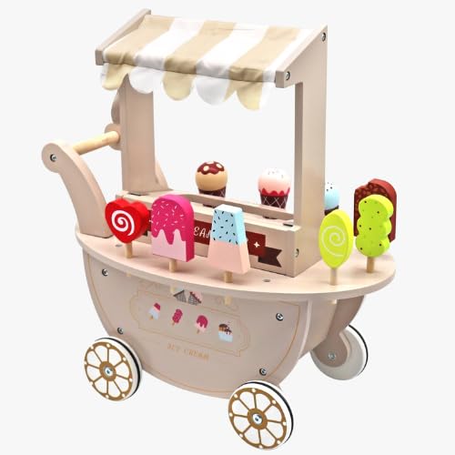 Eiswagen aus Holz - Inklusive 9 Eiswürfeln aus Holz - 41x19x44cm Eiswagen aus Holz - Inklusive 9 Eiswürfeln aus Holz - 41x19x44cm von Rijoka