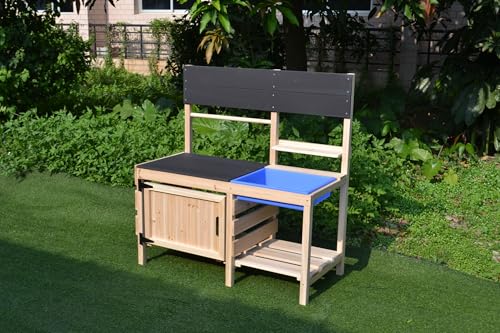 Kinderküche mit Tafel aus Holz | Spielküche 95x43x98cm – Outdoor&Indoor von Rijoka