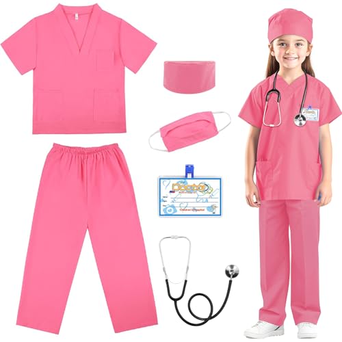 RioRand Arzt-Kostüm für Kinder, Kleinkind, Krankenschwester, Peelings mit Zubehör, Halloween, Cosplay, Verkleiden, Arzt, Spielset für Jungen und Mädchen, 3–11 Jahre von RioRand