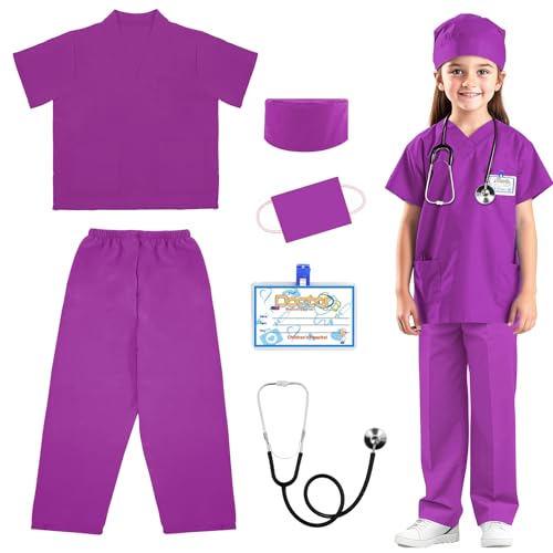 RioRand Arzt-Kostüm für Kinder, Kleinkind, Krankenschwester, Peelings mit Zubehör, Halloween, Cosplay, Verkleiden, Arzt, Spielset für Jungen und Mädchen, 3–11 Jahre von RioRand