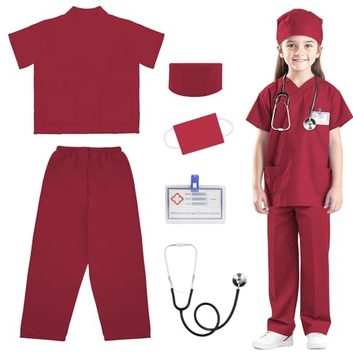 RioRand Arzt-Kostüm für Kinder, Kleinkind, Krankenschwester, Peelings mit Zubehör, Halloween, Cosplay, Verkleiden, Arzt, Spielset für Jungen und Mädchen, 3–11 Jahre von RioRand